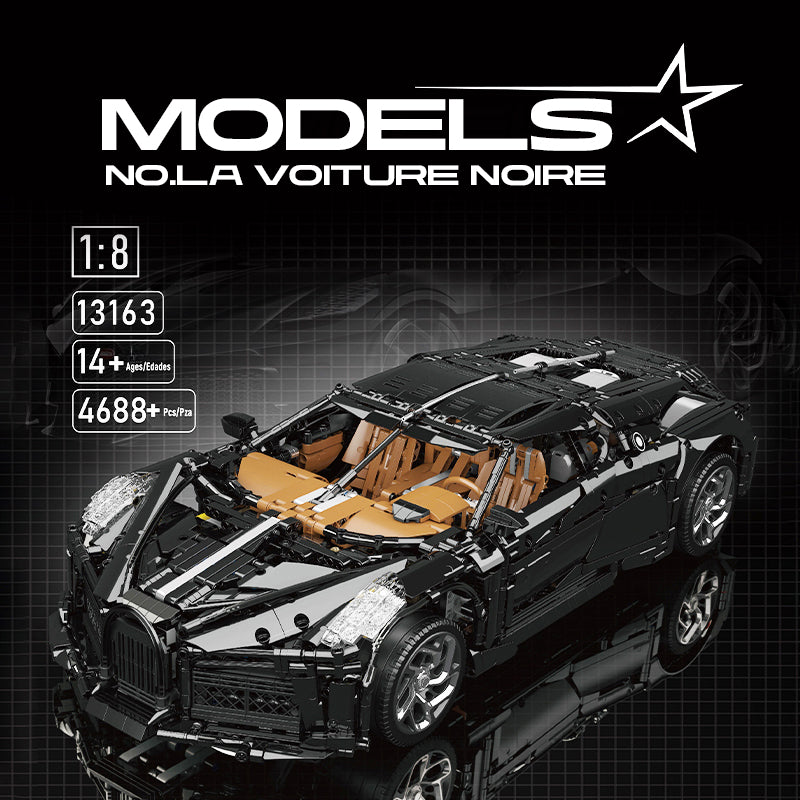 Uzaktan Kumandalı 1:8 Bugatti La Voiture Noire Yapım Seti: Elektrikli Şasi, Yükselen Spoiler, 4688 Parça