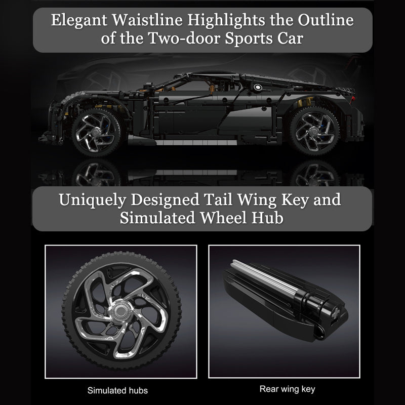 Uzaktan Kumandalı 1:8 Bugatti La Voiture Noire Yapım Seti: Elektrikli Şasi, Yükselen Spoiler, 4688 Parça