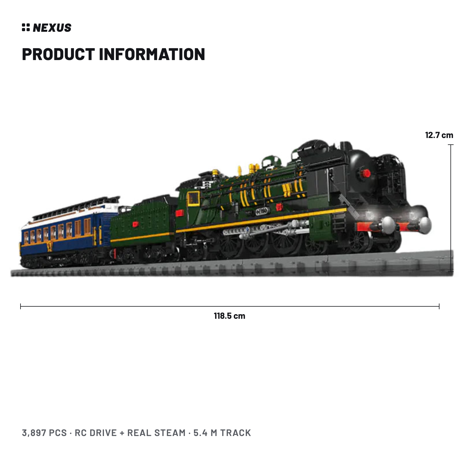 Orient Express Locomotive product information: 118.5 cm length, 12.7 cm height, 3,897 pieces