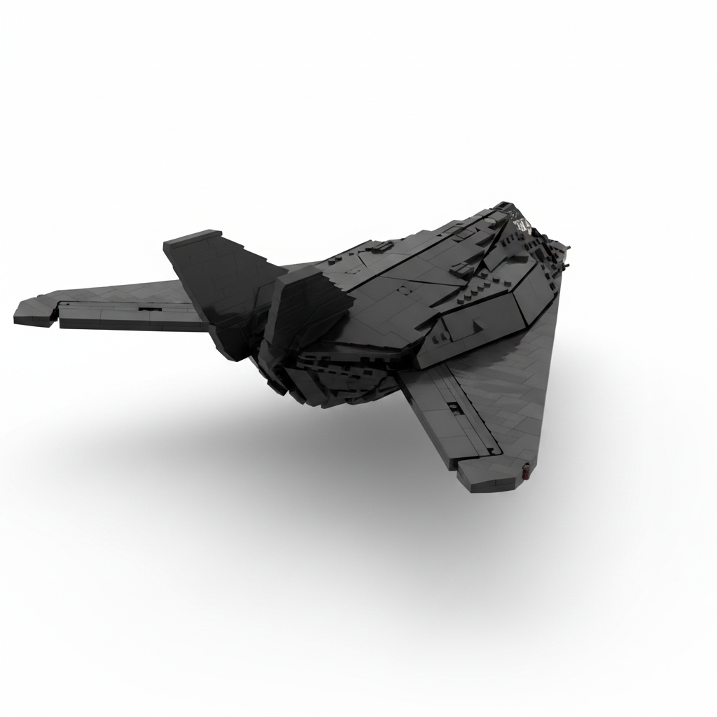 F-117 Nighthawk brick set, rear three-quarter view
