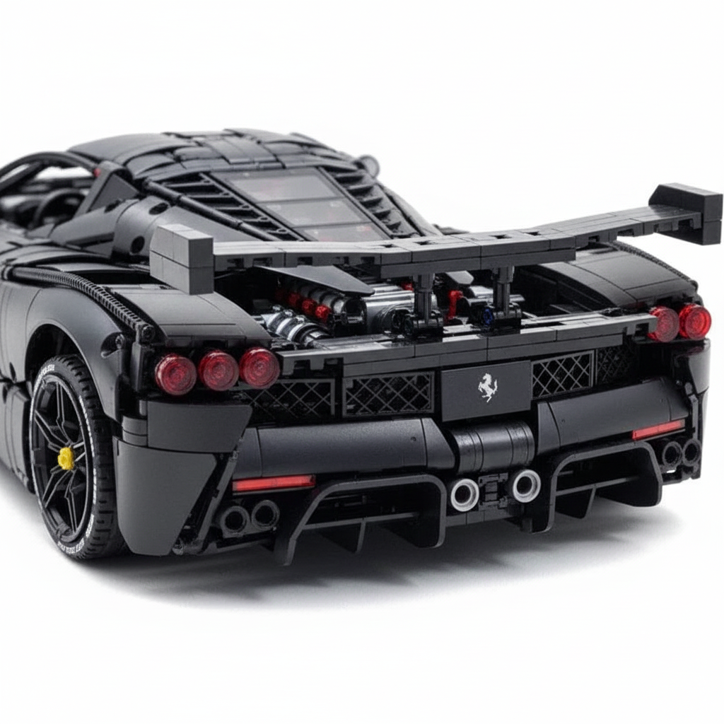 Ultimate Italian Flagship 1:8 brick set, rear engine macro detail