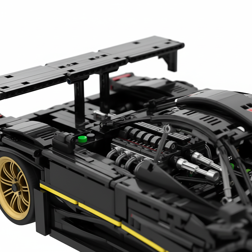 Pagani Zonda R 1:8 scale brick set, engine bay macro detail