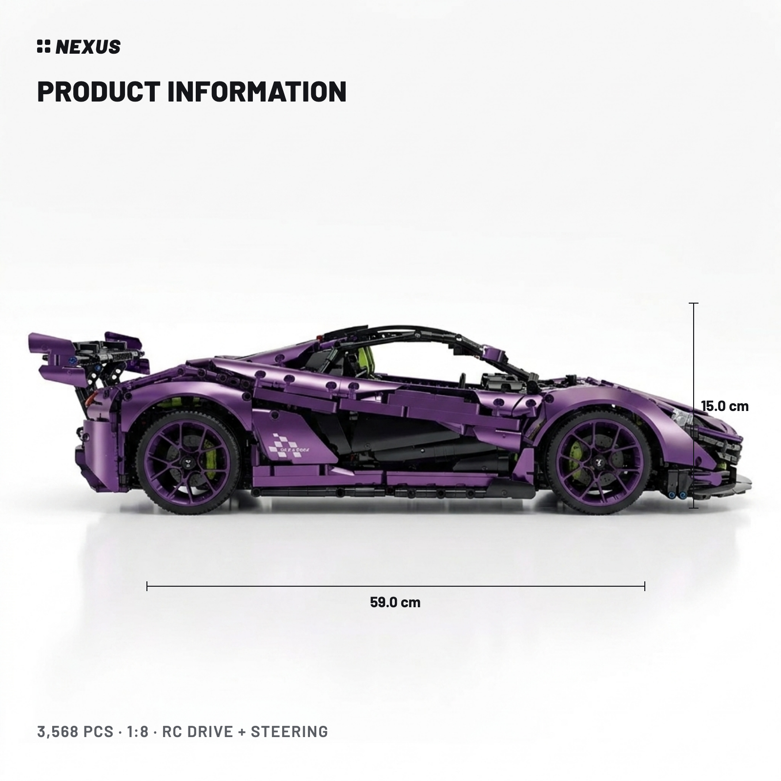 Product information with dimensions