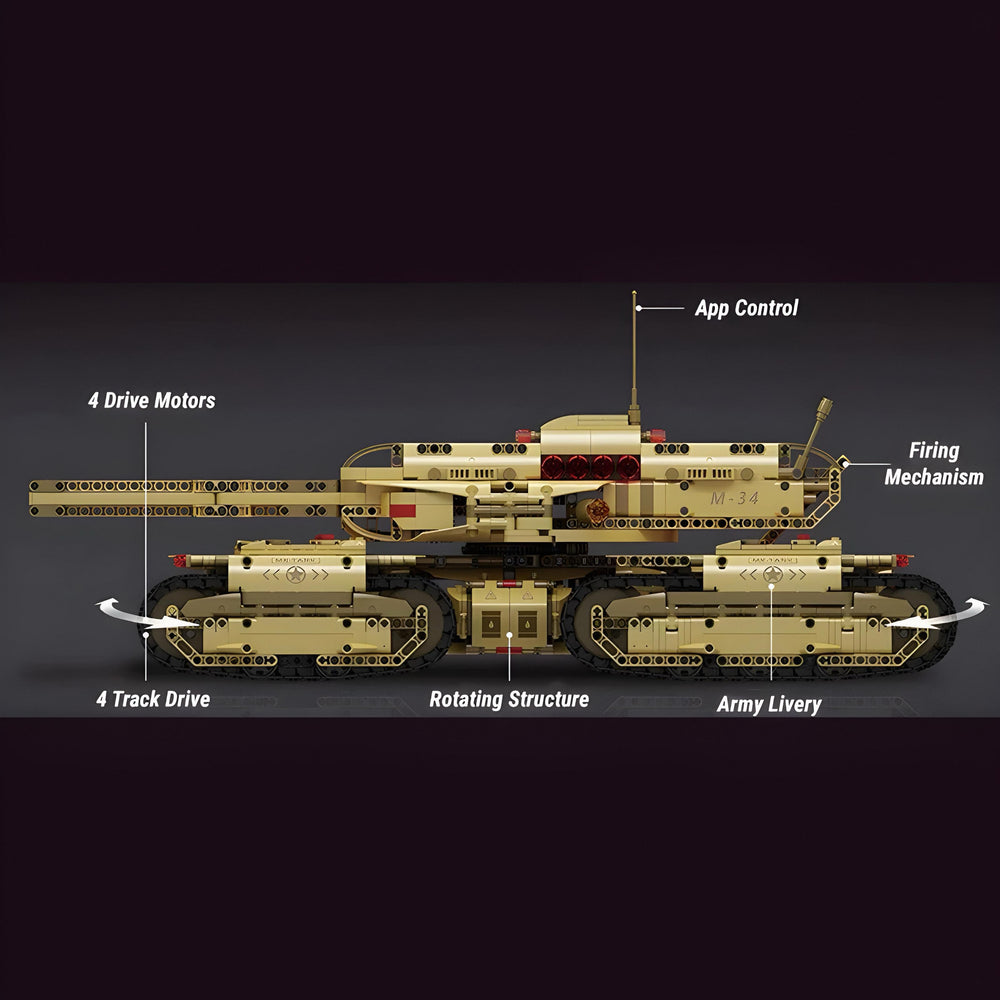 Triangular Track Tank Remote Controlled Army 4 Track Tank | 3294pcs