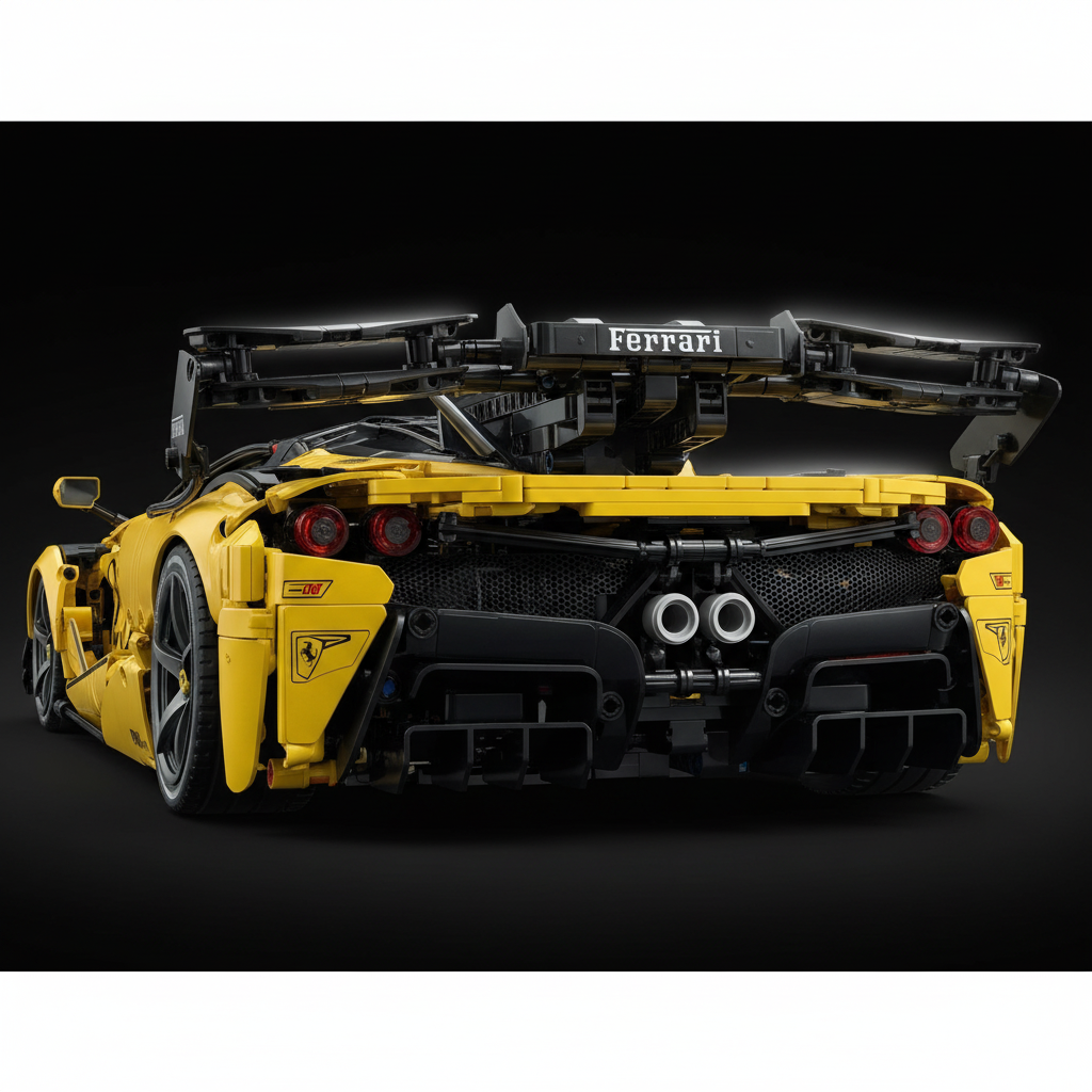 FXX K 1:8 scale Italian hypercar building set, rear aero detail view