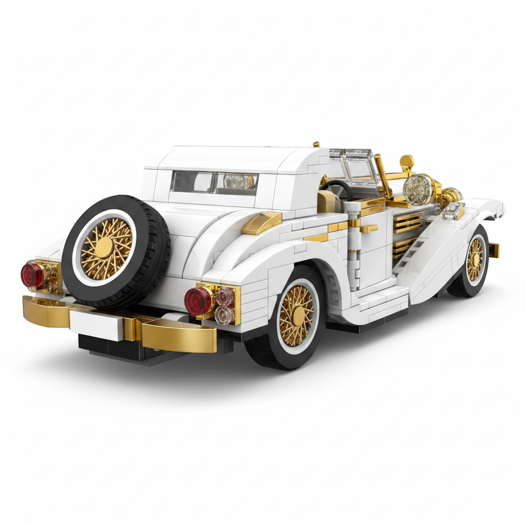 1920s British Luxury Coupe brick set, rear three-quarter view