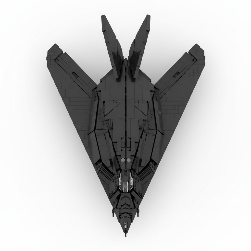 F-117 Nighthawk brick set, top-down plan view