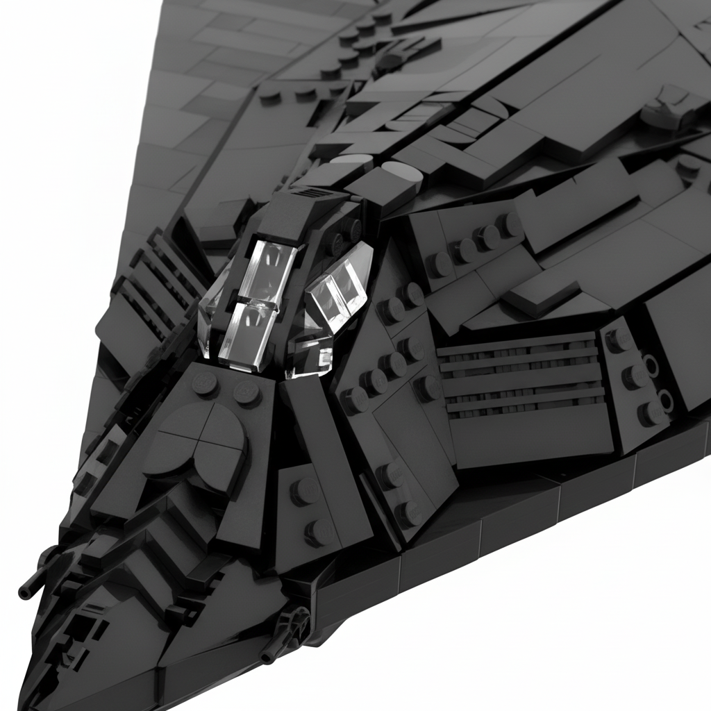 F-117 Nighthawk brick set, faceted nose macro detail
