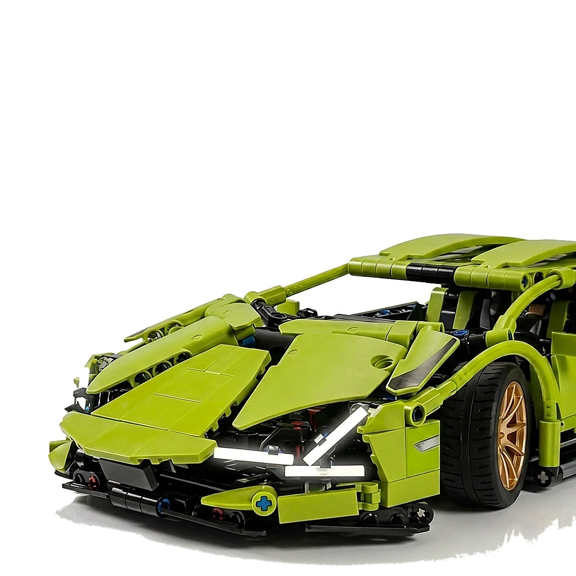 Sian Supercar building set, front view with luminous headlight strip elements