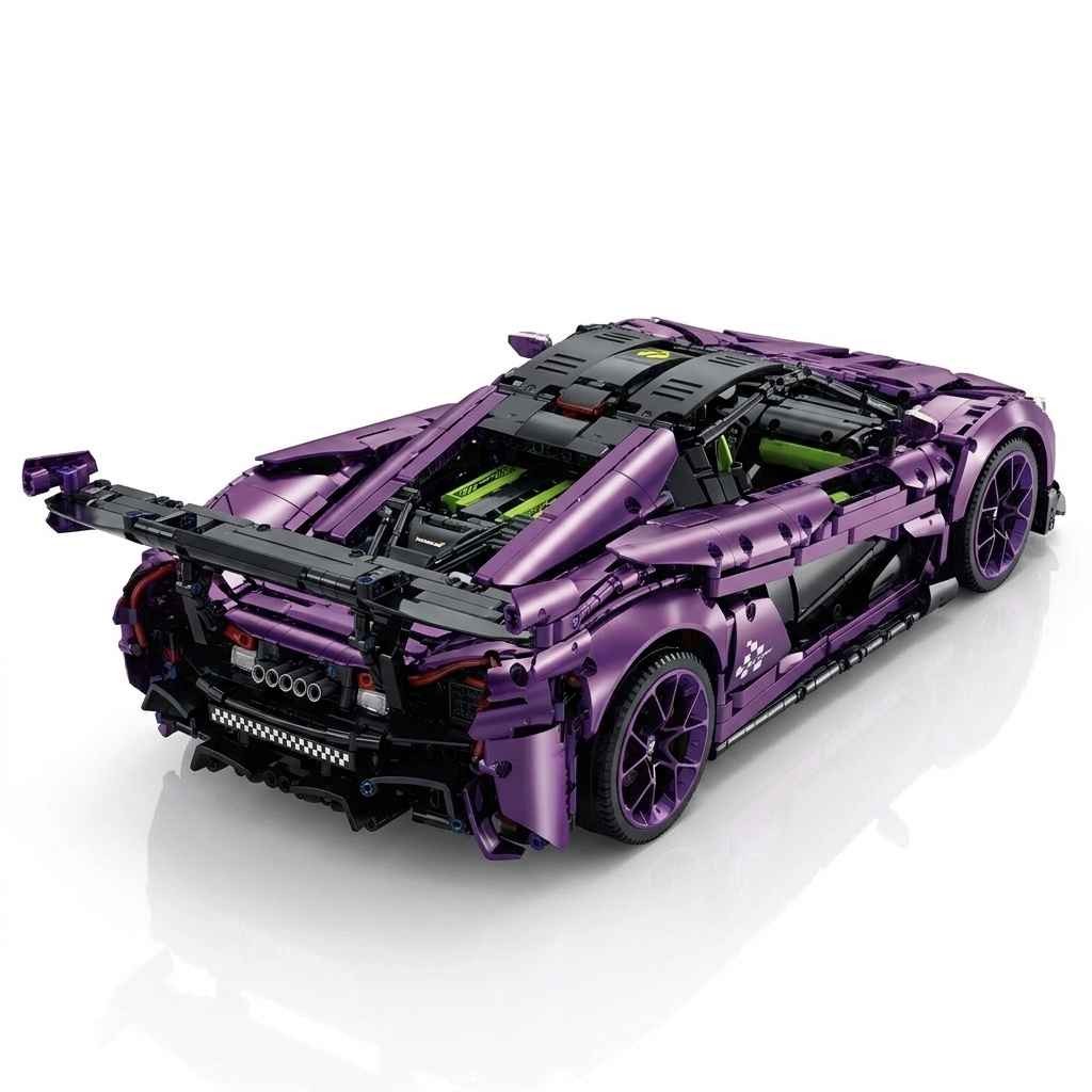 Satin Purple P1 GTR rear three-quarter studio view