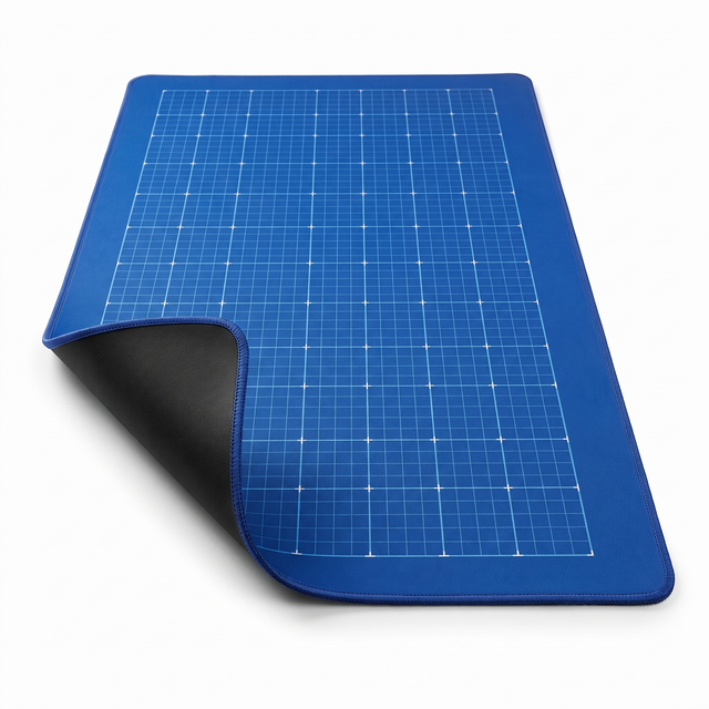 Blueprint Build Mat, blaue Schreibtischunterlage mit Raster zum Bauen mit Klemmbausteinen
