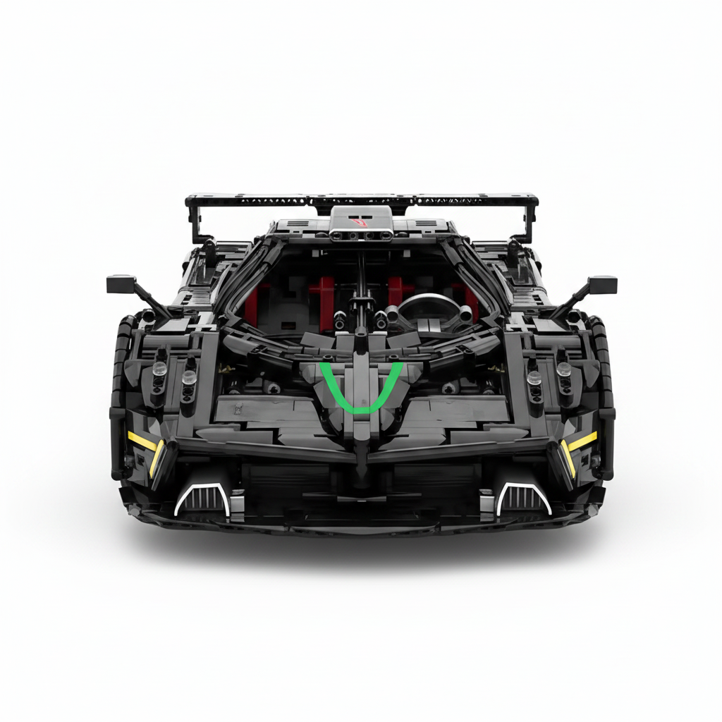 Pagani Zonda R 1:8 scale brick set, dead-on front view