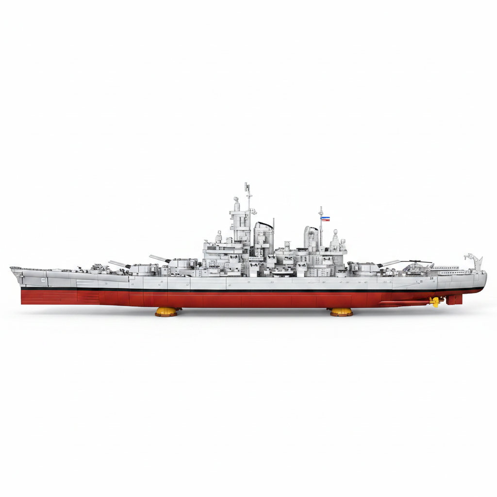 USS Iowa BB-61 Battleship brick set, side profile view